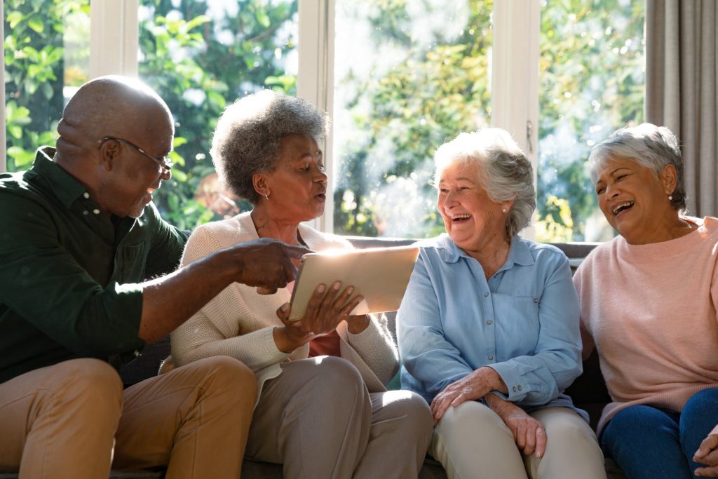 Group of seniors sitting on a couch