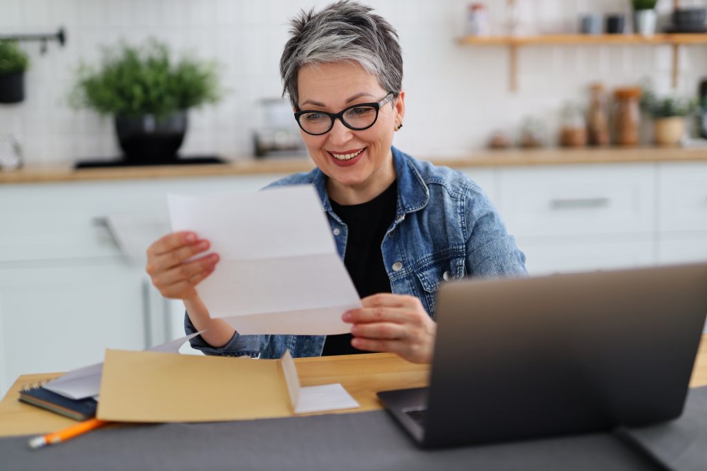 Woman reading mail