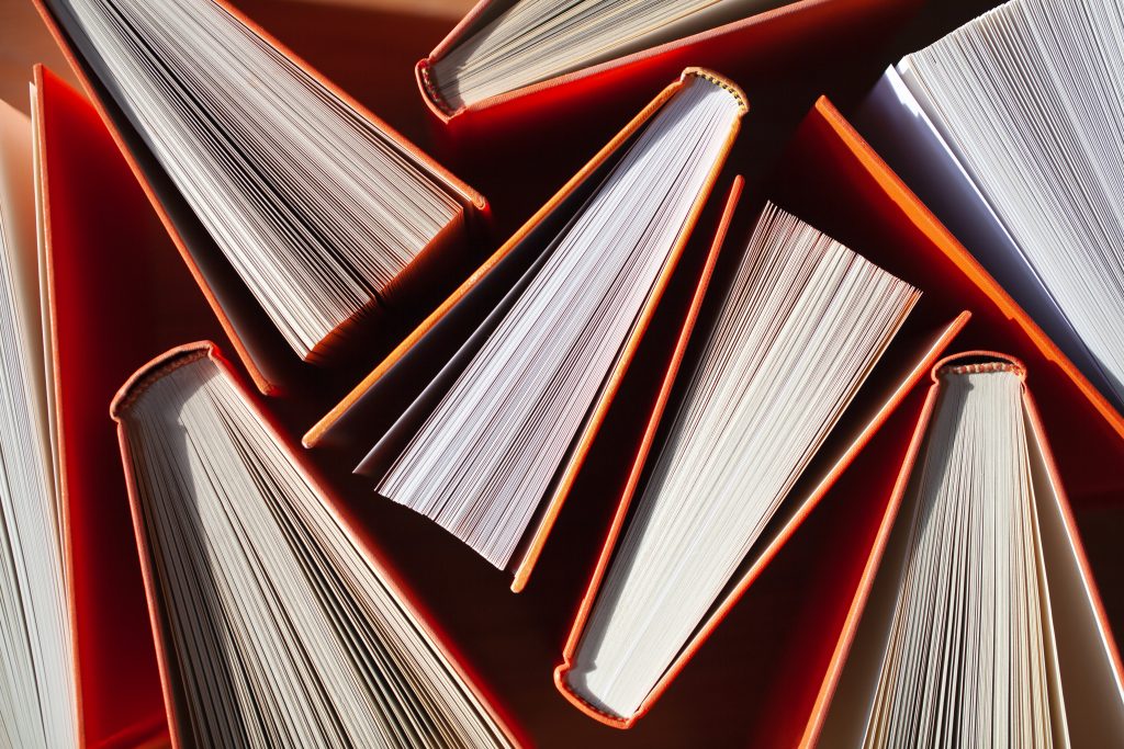 Books seen from above